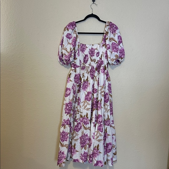 Abercrombie & Fitch Emerson Poplin Puff Sleeve Midi Dress Size Small - Picture 7 of 9
